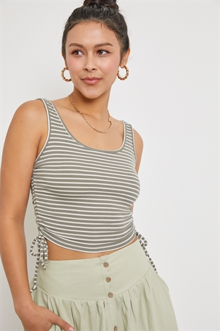 Striped Side Ruched Top 
