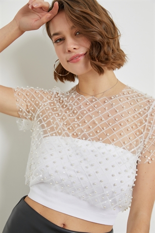 Every Detail Mesh Pearl Top White / Large