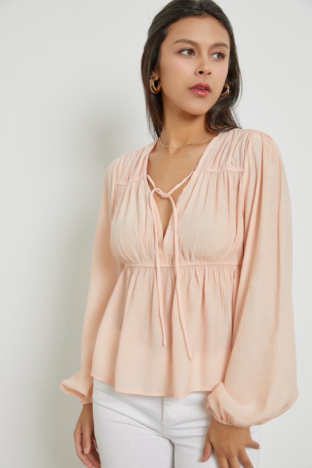 Tie Front Babydoll Blouse