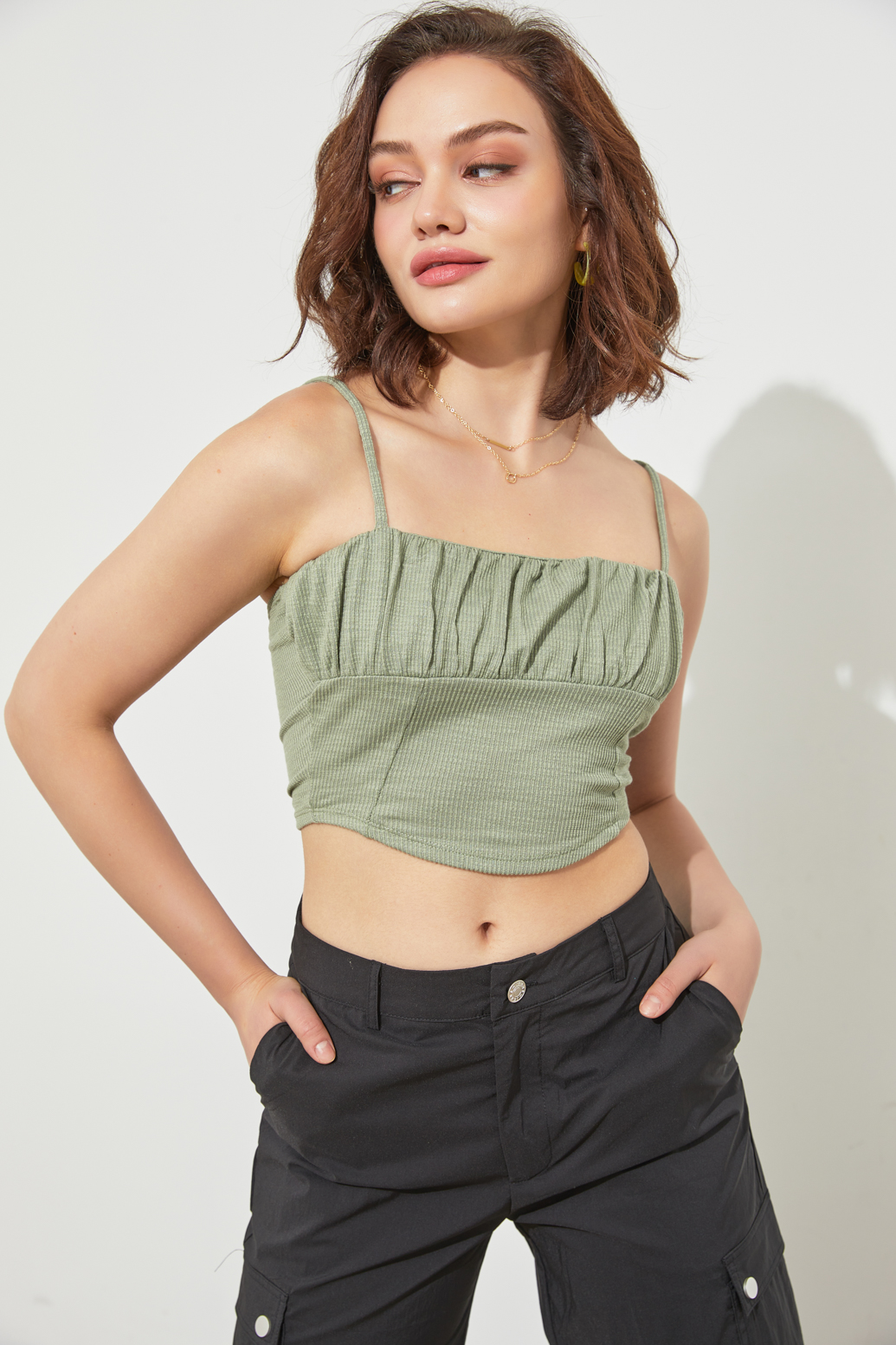 Ruched Front Crop Top